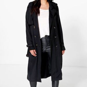 Black thin long trench coat